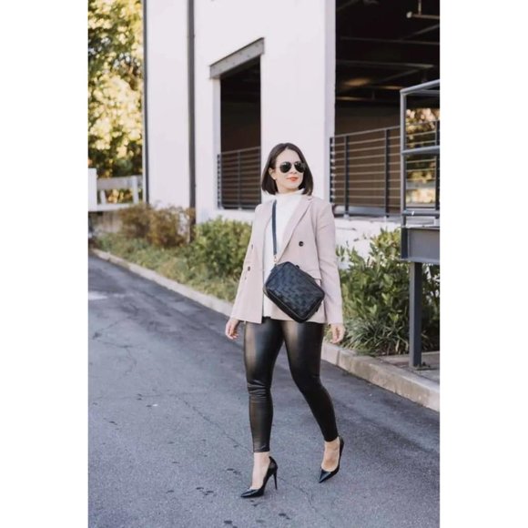NEW SPANX Black High Rise Faux Leather Leggings Size XL $98 - Picture 4 of 11